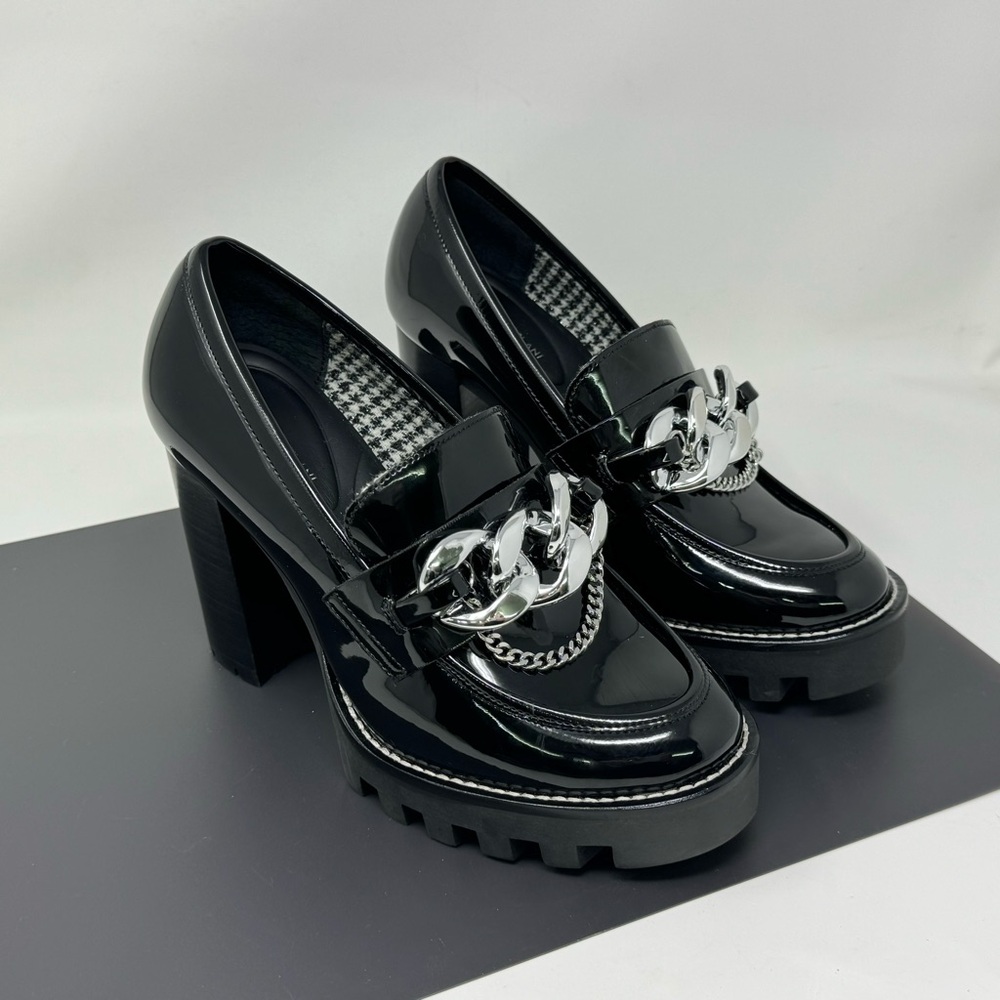 ANTONIO MELANI Black Heels with Silver Chain